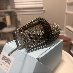 Studded Silver Belt with Black Accents